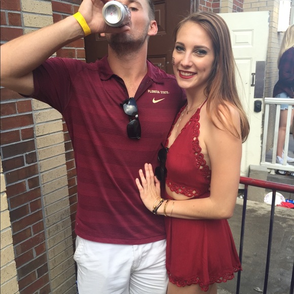 Red with Lace Detail Two Piece Set - Picture 6 of 8